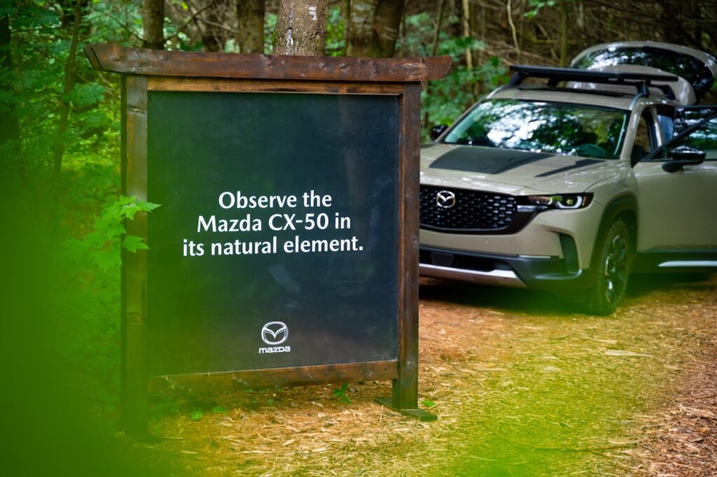 Mazda in a forest bathing setting 